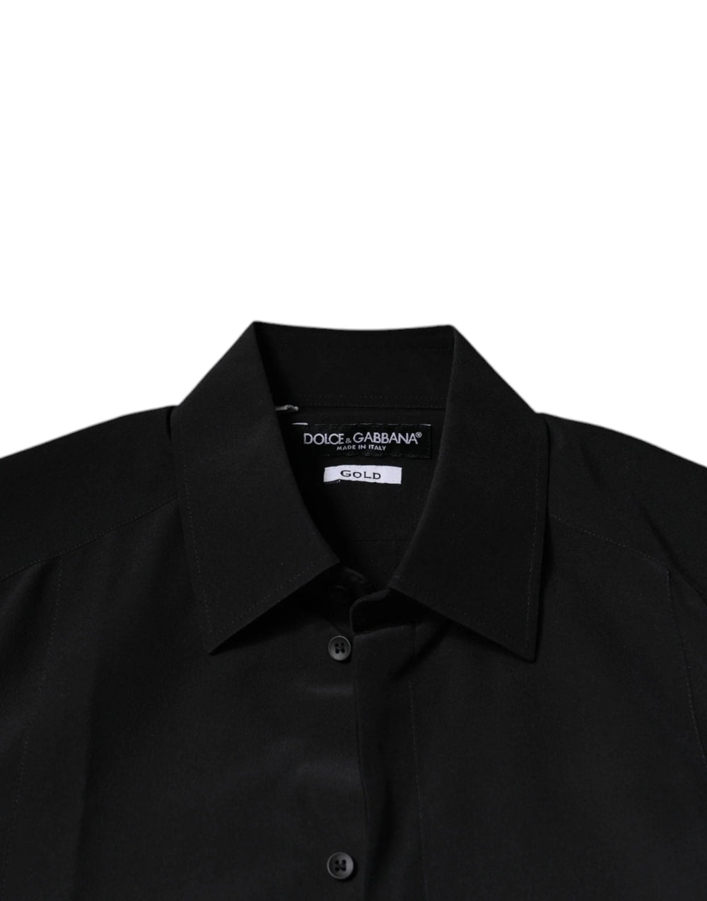 Dolce & Gabbana Black Silk Long Sleeves GOLD Dress Shirt - IT37 | XS - Shirts
