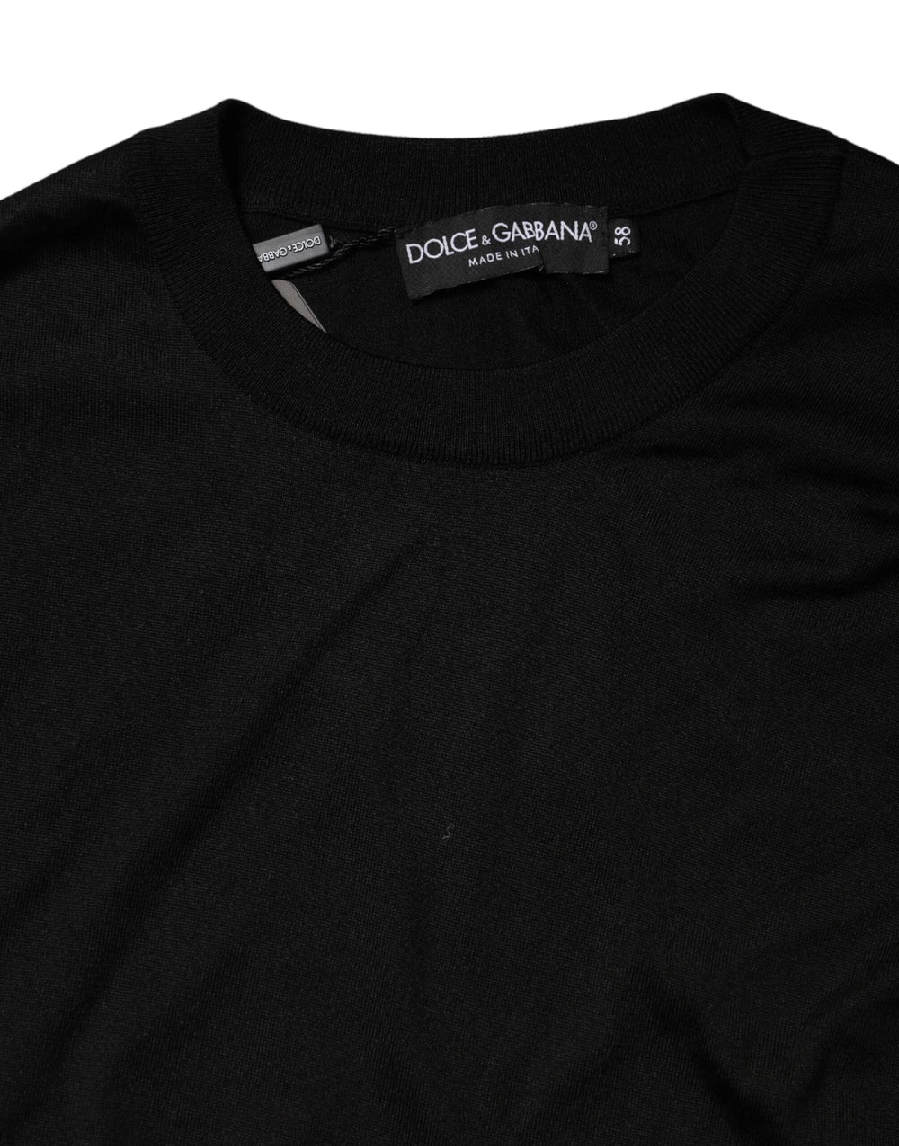 Dolce & Gabbana Black Silk Men Crew Neck Pullover Sweater - IT58 | 3XL