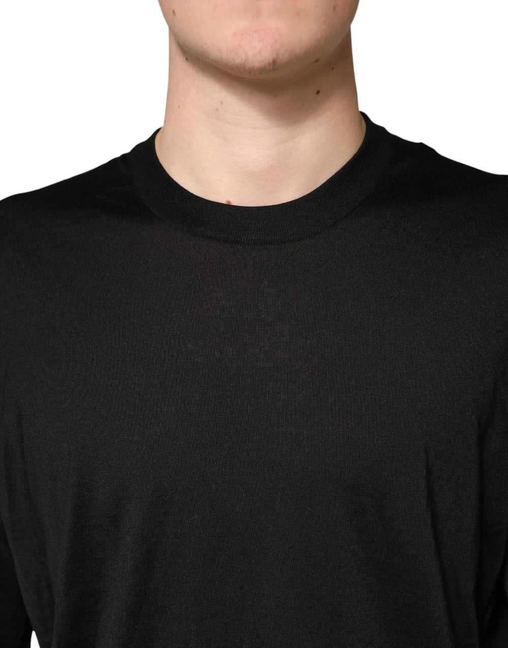 Dolce & Gabbana Black Silk Men Crew Neck Pullover Sweater - IT58 | 3XL