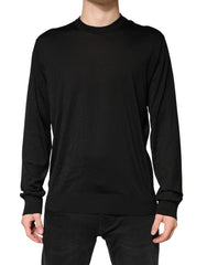 Dolce & Gabbana Black Silk Men Crew Neck Pullover Sweater - IT58 | 3XL