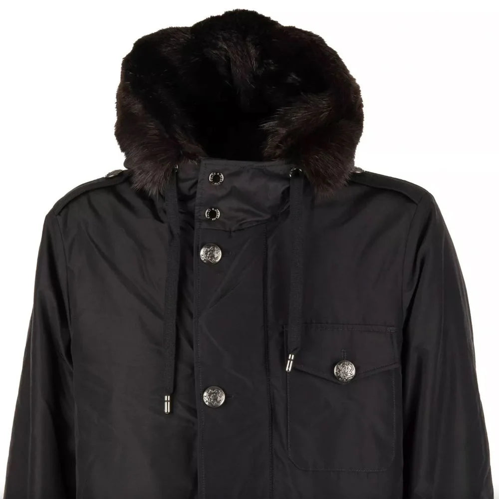 Dolce & Gabbana Black Silk Men Parka - Parkas