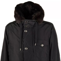 Dolce & Gabbana Black Silk Men Parka - Parkas