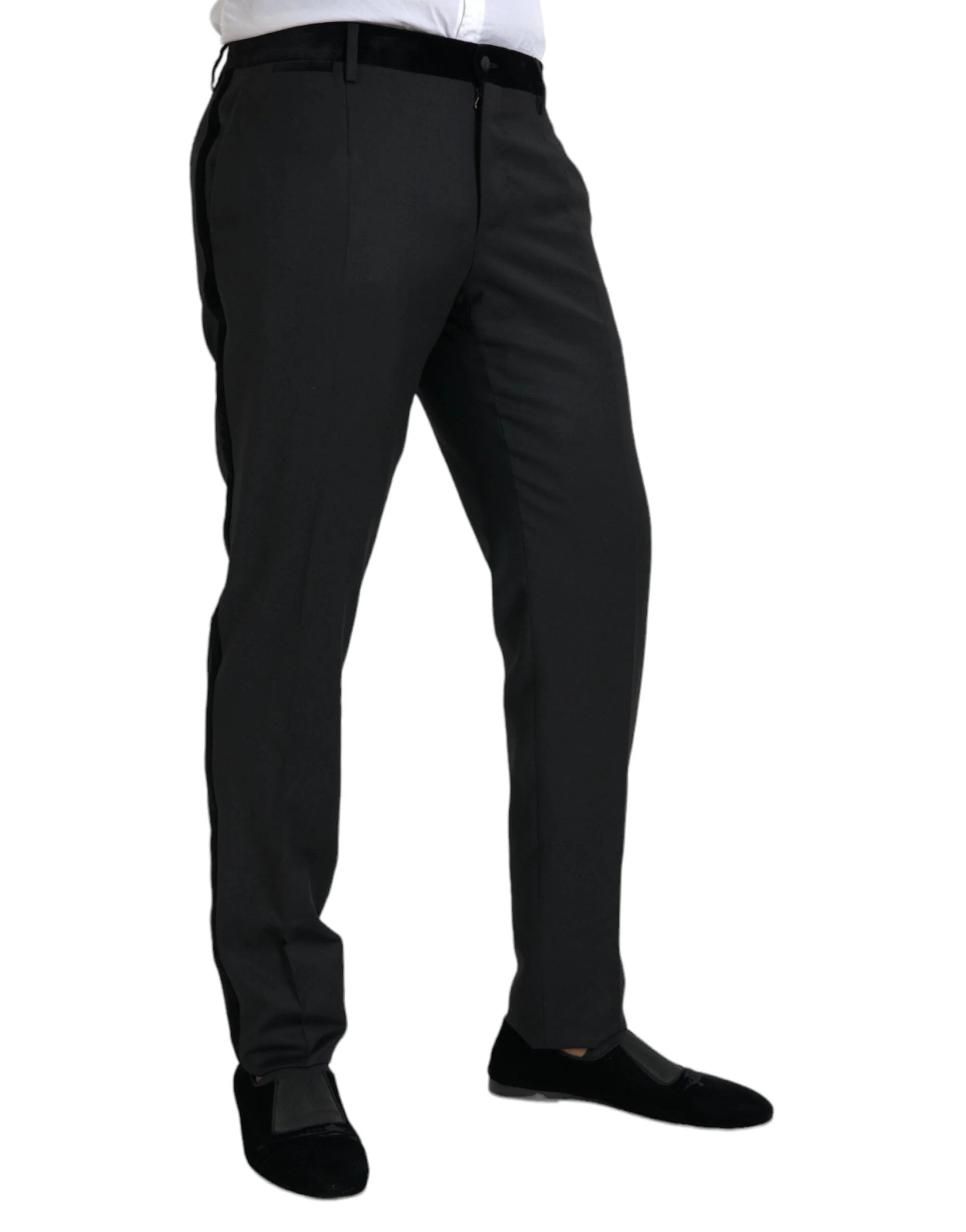 Dolce & Gabbana Black Silk Men Skinny Dress Pants - IT54 | XL - Trousers