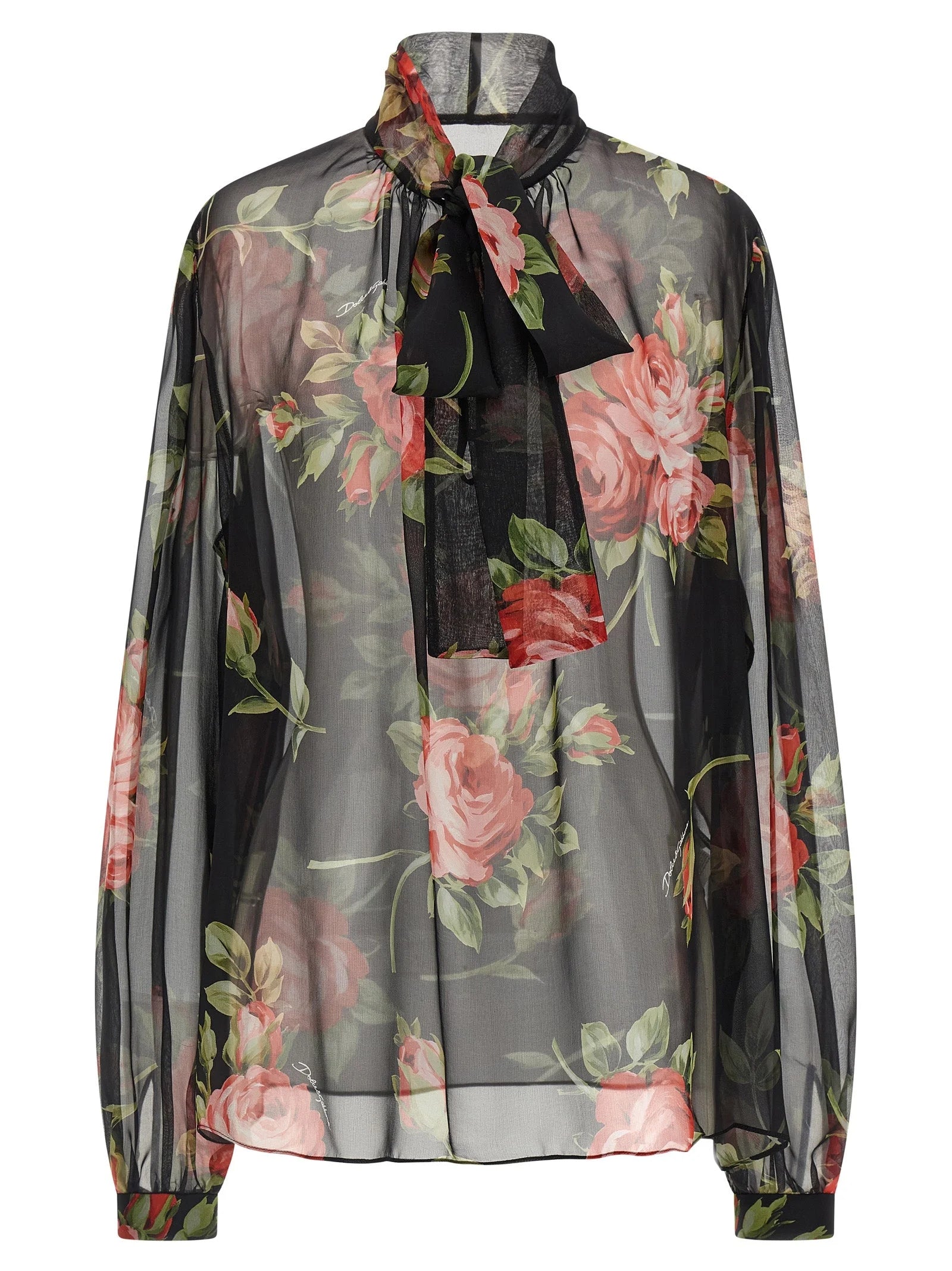 Dolce & Gabbana Black Silk Pattern Shirt - IT38