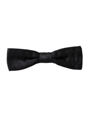 Dolce & Gabbana Black Silk Patterned Adjustable Neck Men Bow Tie - Neckties