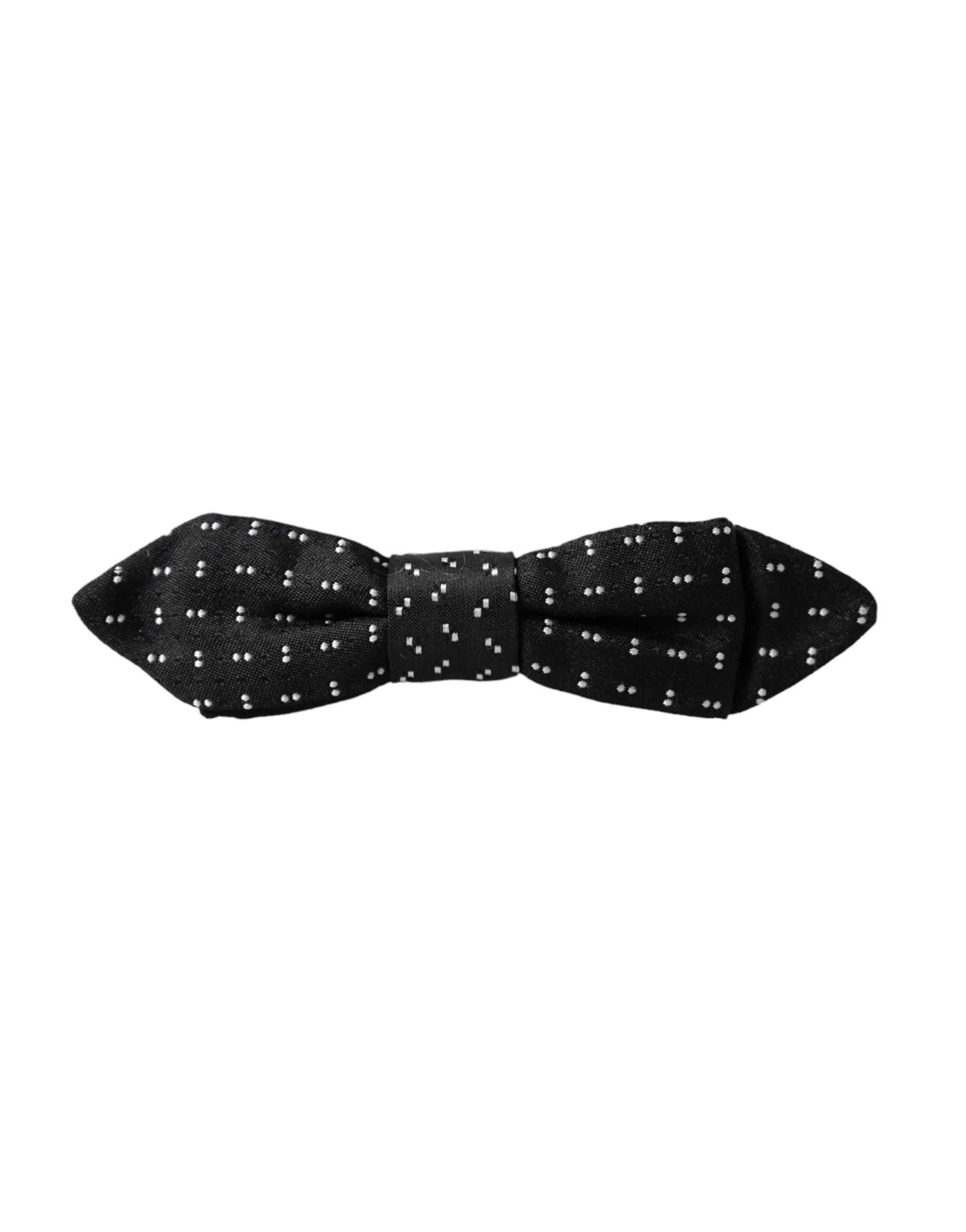 Dolce & Gabbana Black Silk Patterned Adjustable Neck Men Papillon Bow Tie - Neckties