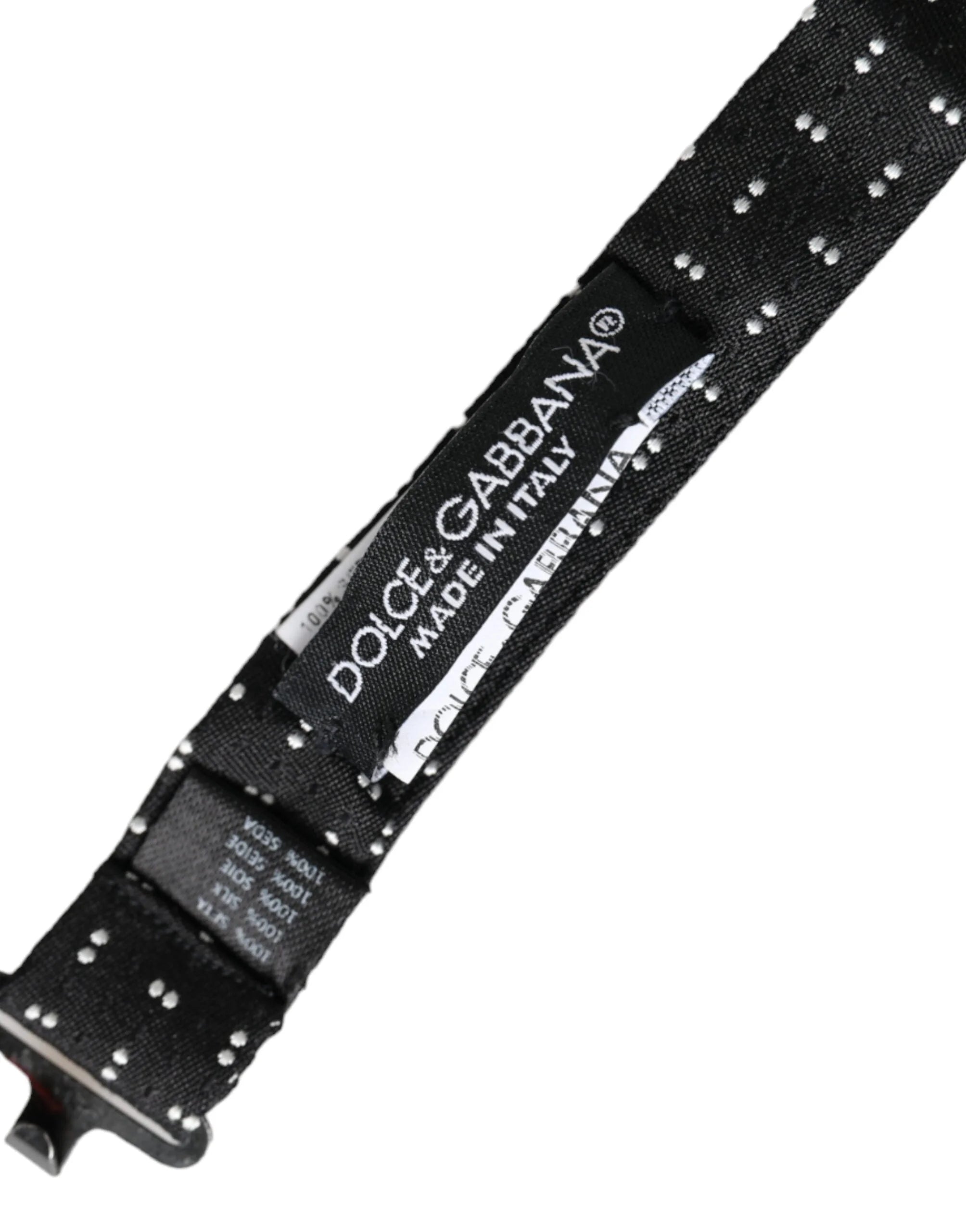 Dolce & Gabbana Black Silk Patterned Adjustable Neck Men Papillon Bow Tie - Neckties