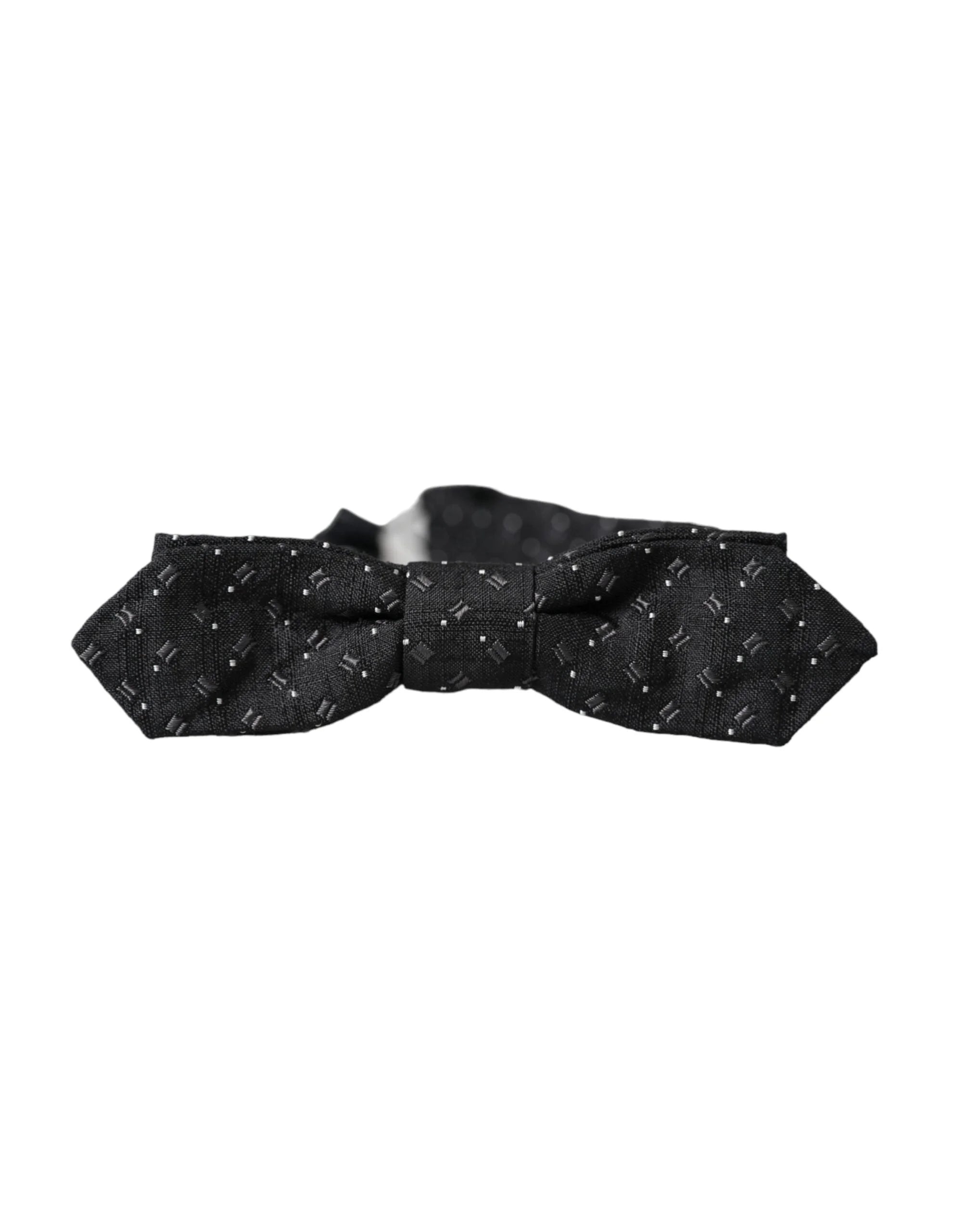 Dolce & Gabbana Black Silk Patterned Adjustable Neck Men Papillon Bow Tie - Neckties