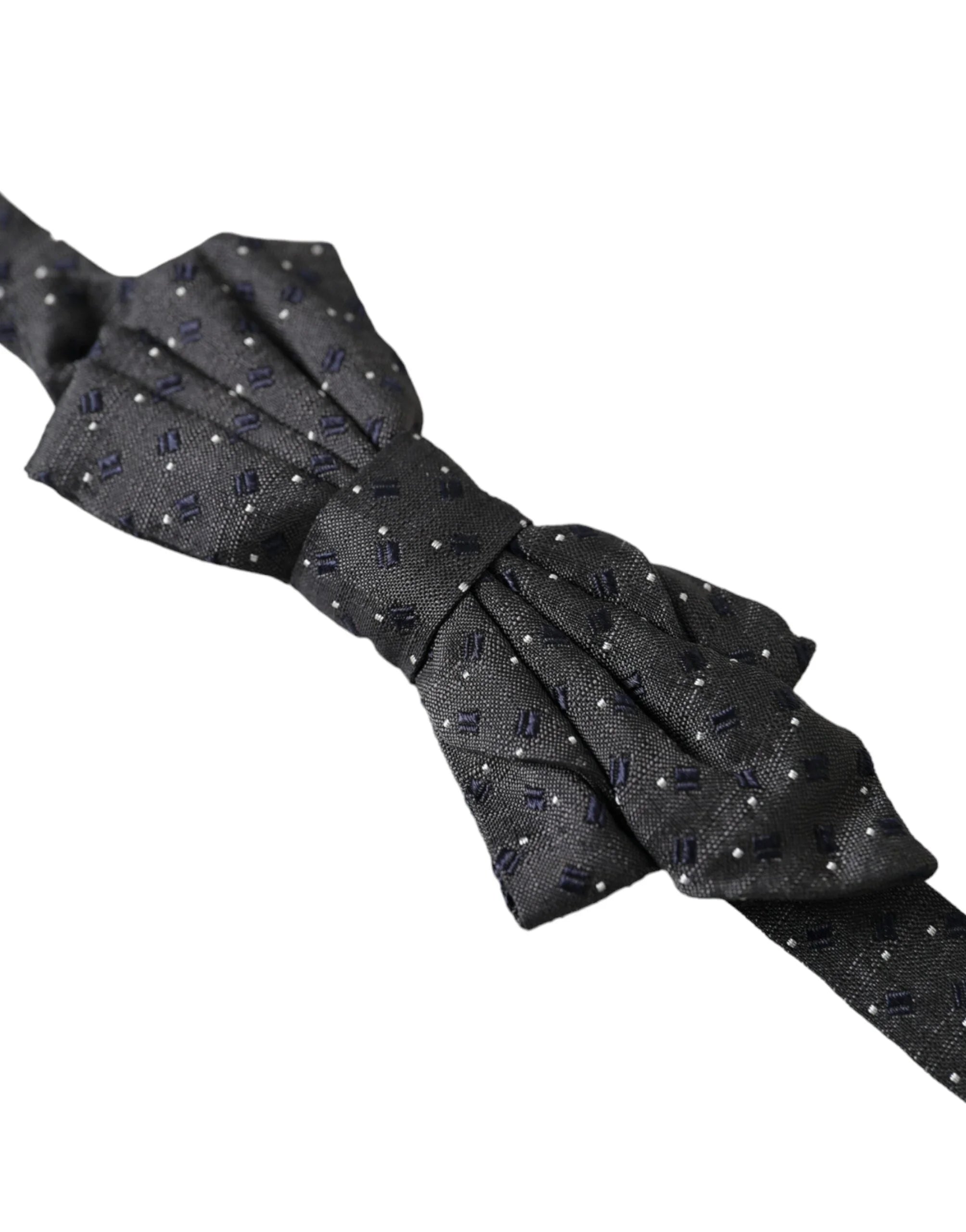 Dolce & Gabbana Black Silk Patterned Adjustable Neck Men Papillon Bow Tie - Neckties