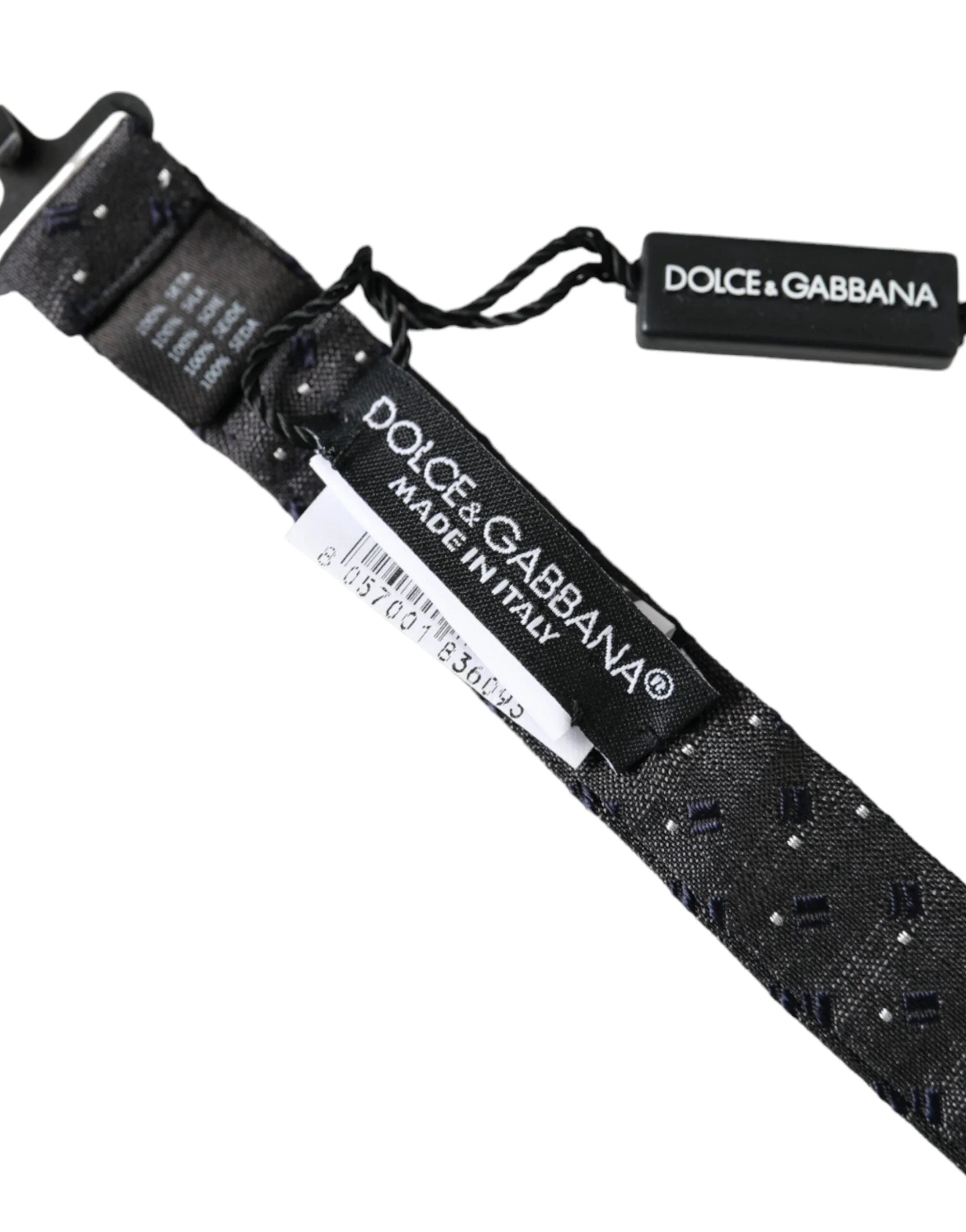 Dolce & Gabbana Black Silk Patterned Adjustable Neck Men Papillon Bow Tie - Neckties