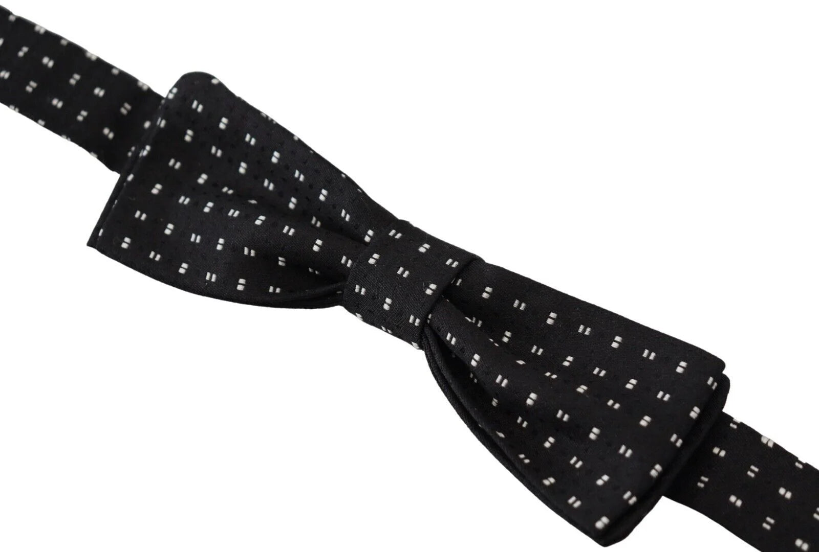 Dolce & Gabbana Black Silk Patterned Neck Papillon Accessory Bow Tie - Neckties