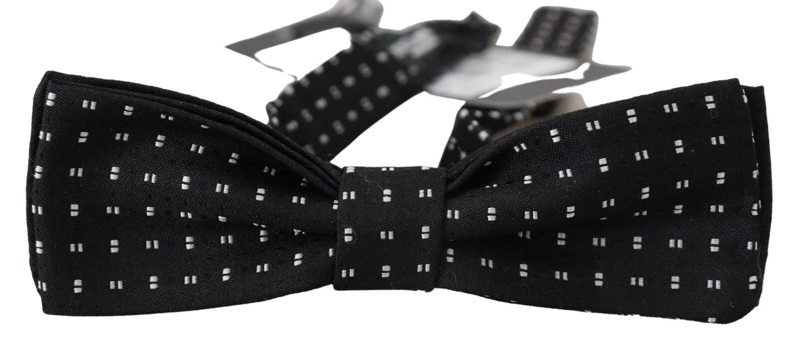 Dolce & Gabbana Black Silk Patterned Neck Papillon Accessory Bow Tie - Neckties