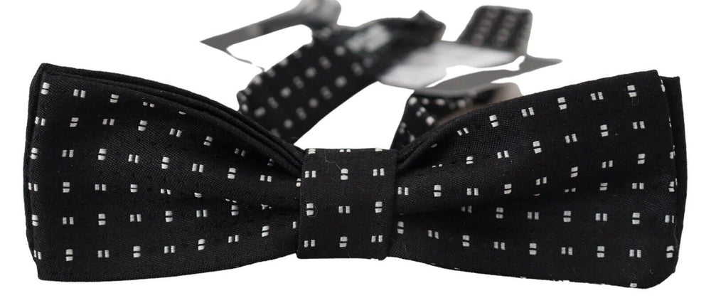 Dolce & Gabbana Black Silk Patterned Neck Papillon Accessory Bow Tie - Neckties