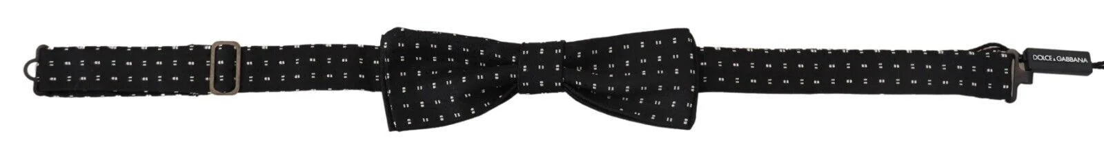 Dolce & Gabbana Black Silk Patterned Neck Papillon Accessory Bow Tie - Neckties