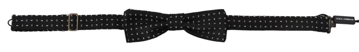 Dolce & Gabbana Black Silk Patterned Neck Papillon Accessory Bow Tie - Neckties