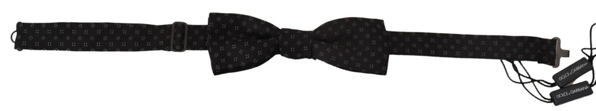 Dolce & Gabbana Black Silk Patterned Necktie Men Accessory Bow Tie - Neckties