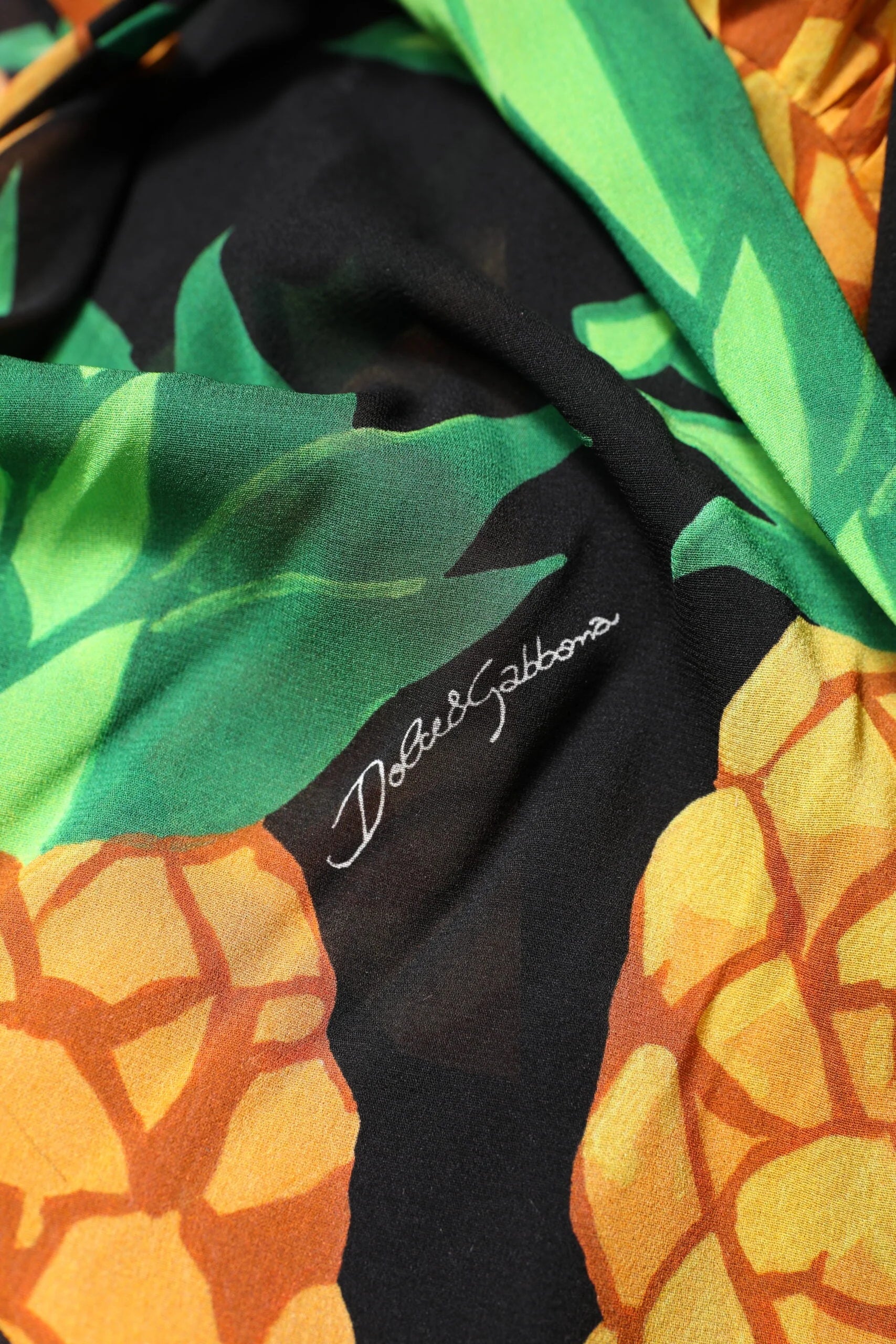 Dolce & Gabbana Black Silk Pineapple Draped Print Wrap Dress - IT40|S - Dresses