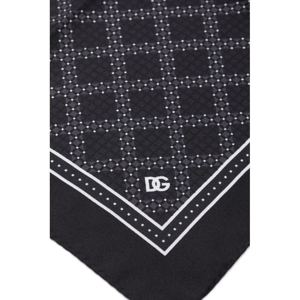 Dolce & Gabbana Black Silk Pocket Square - Handkerchiefs
