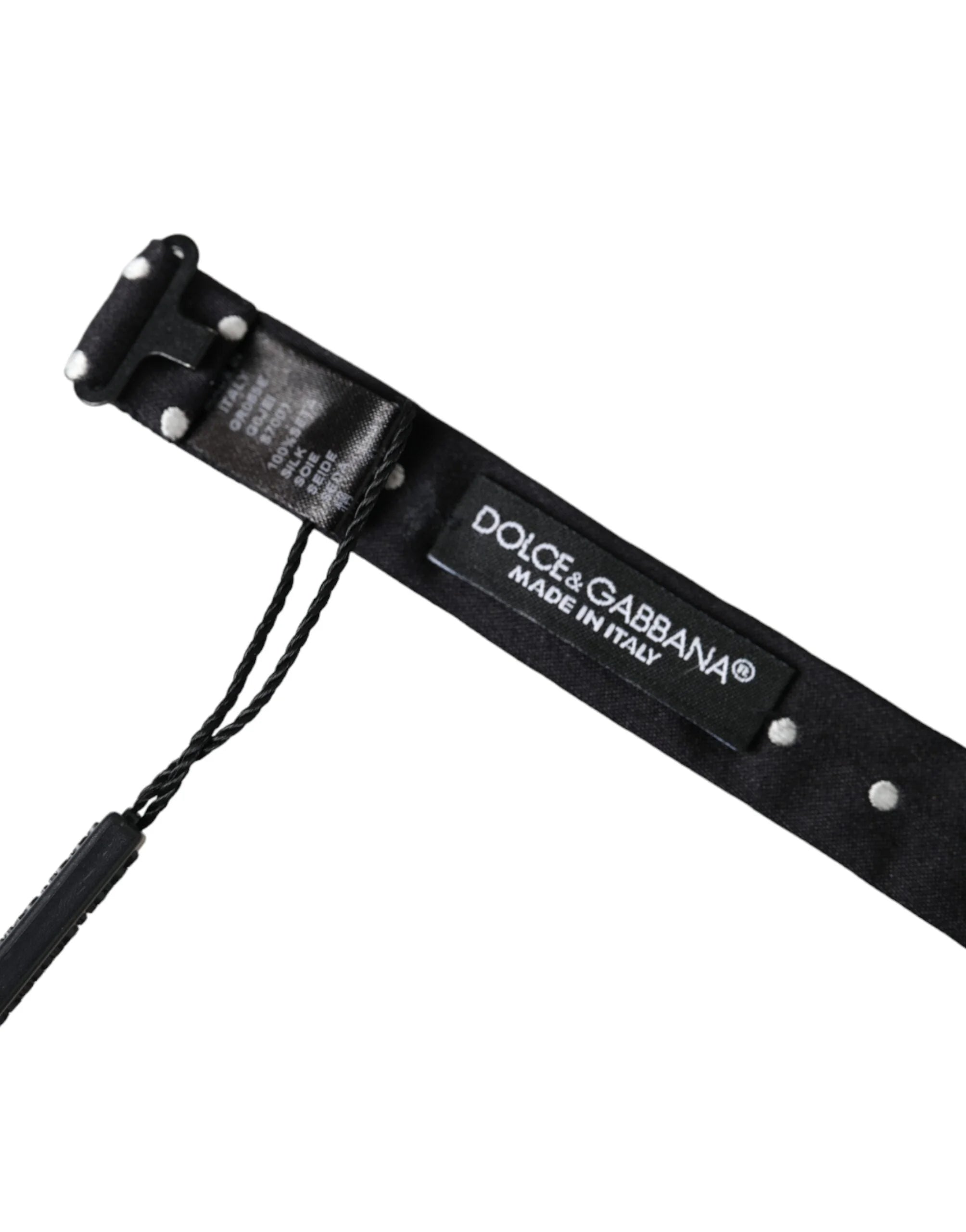 Dolce & Gabbana Black Silk Polka Dot Adjustable Neck Men Papillon Bow Tie - Neckties