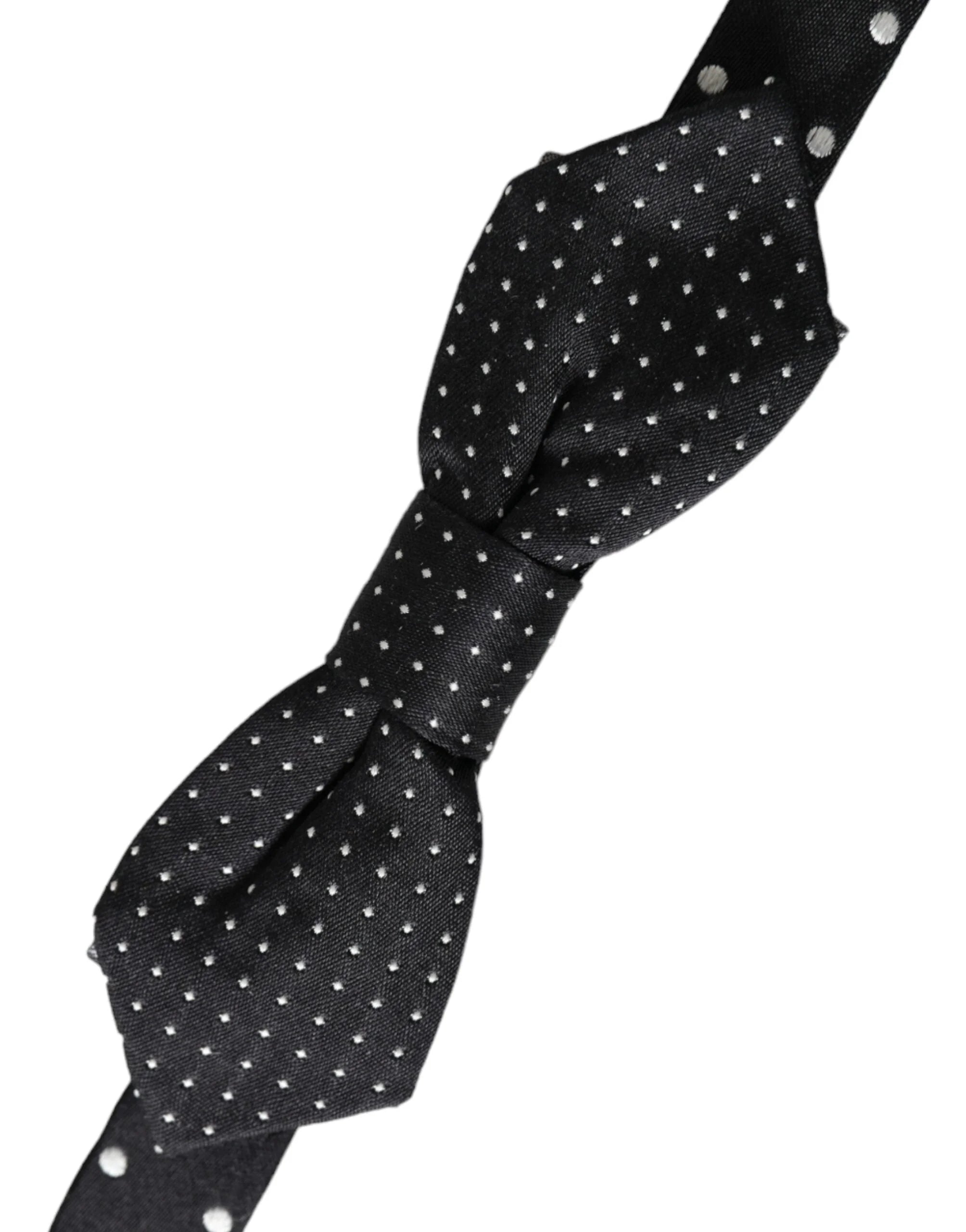Dolce & Gabbana Black Silk Polka Dot Adjustable Neck Men Papillon Bow Tie - Neckties