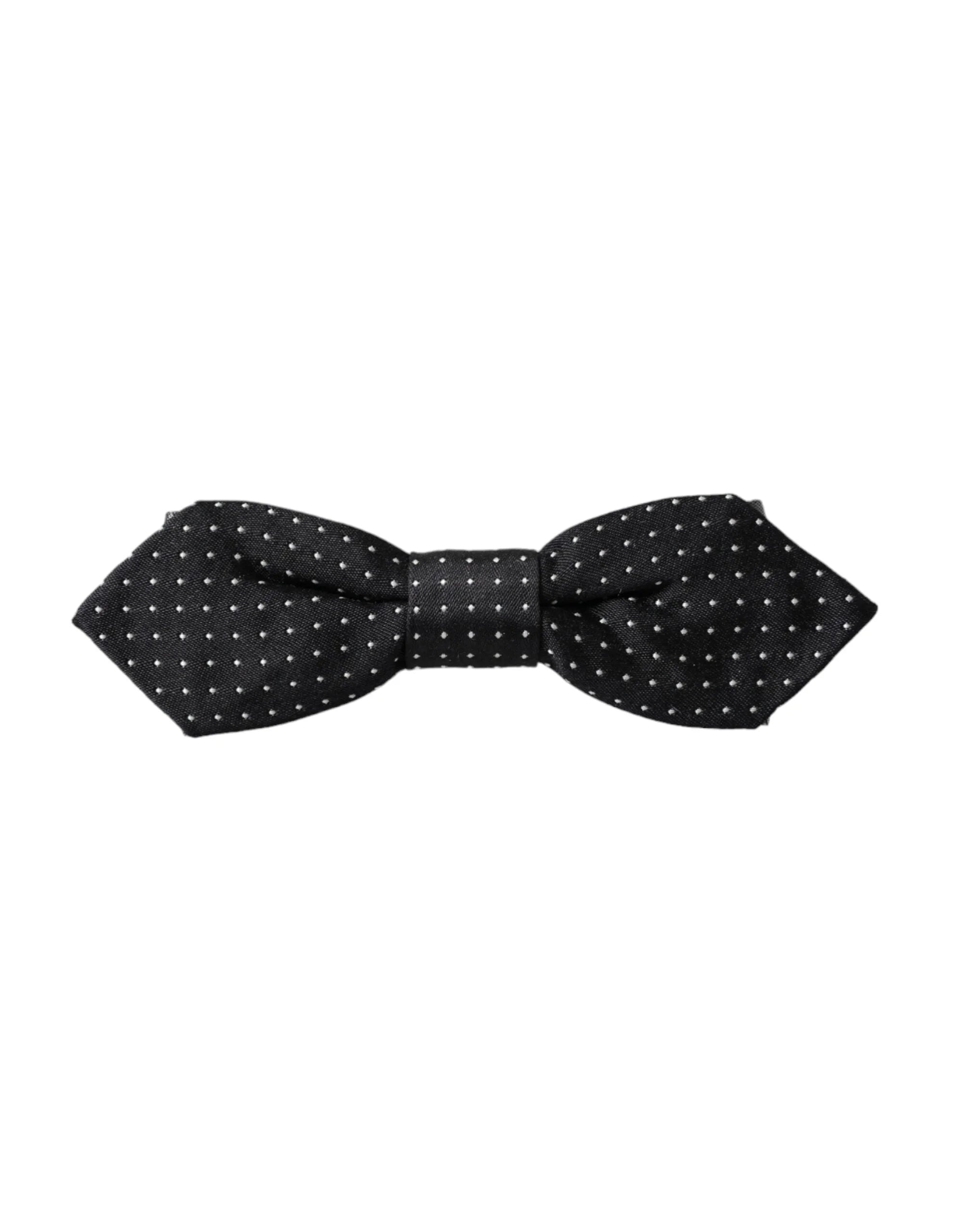 Dolce & Gabbana Black Silk Polka Dot Adjustable Neck Men Papillon Bow Tie - Neckties