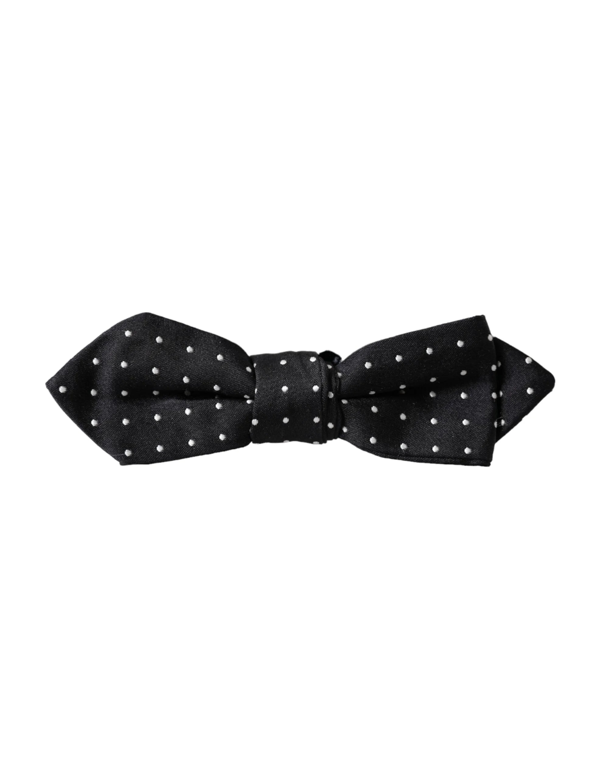 Dolce & Gabbana Black Silk Polka Dot Adjustable Neck Men Papillon Bow Tie - Neckties