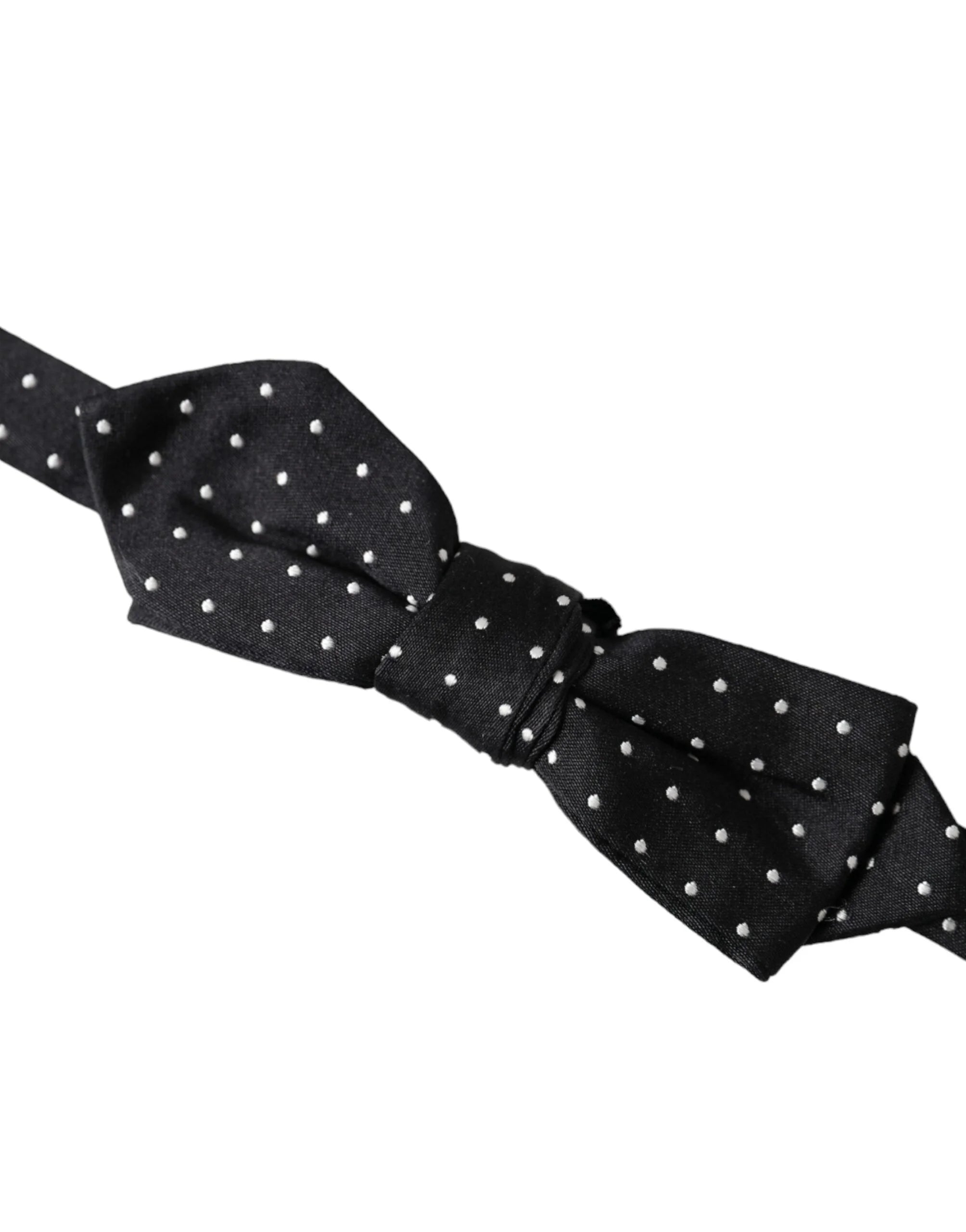 Dolce & Gabbana Black Silk Polka Dot Adjustable Neck Men Papillon Bow Tie - Neckties