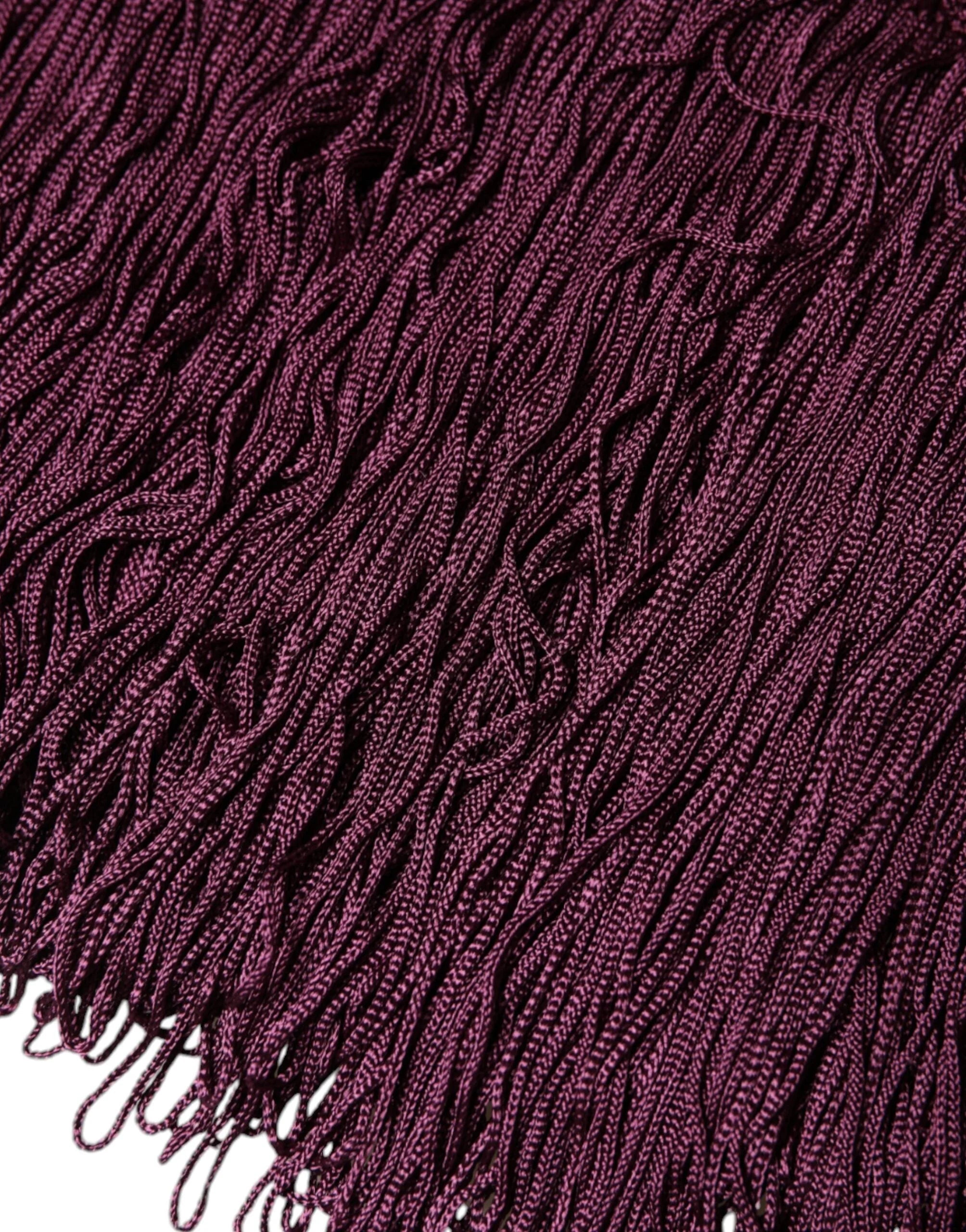 Dolce & Gabbana Black Silk Polka Dot Vneck Tassel Midi Dress - Dresses