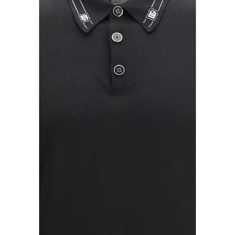 Dolce & Gabbana Black Silk Polo Shirt - IT46 | S
