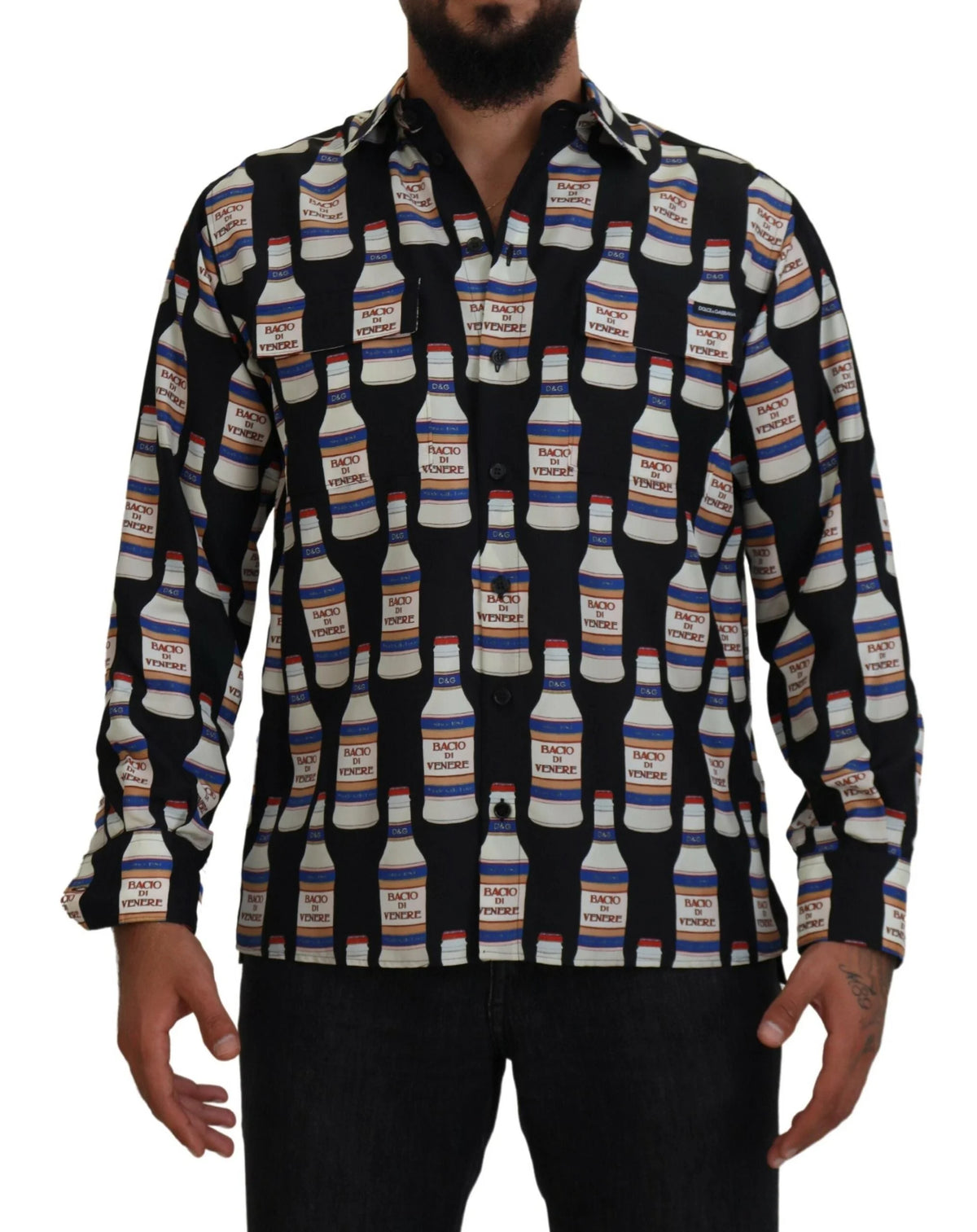 Dolce & Gabbana Black Silk Printed Collared Men Casual Shirt - IT37 | XS - Shirts