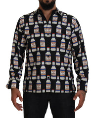 Dolce & Gabbana Black Silk Printed Collared Men Casual Shirt - IT37 | XS - Shirts