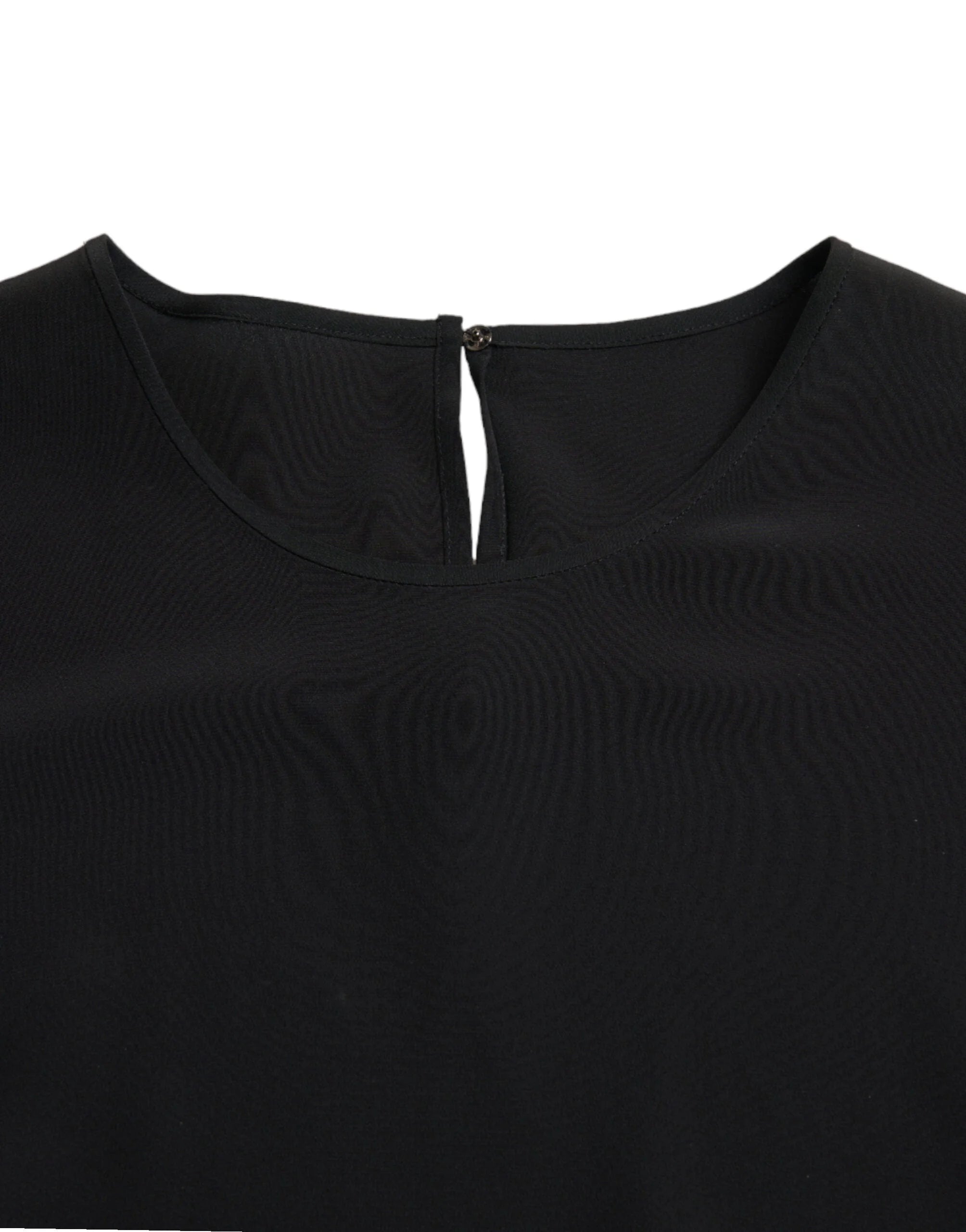 Dolce & Gabbana Black Silk Round Neck Short Sleeve Blouse Top - IT40|S - Blouses