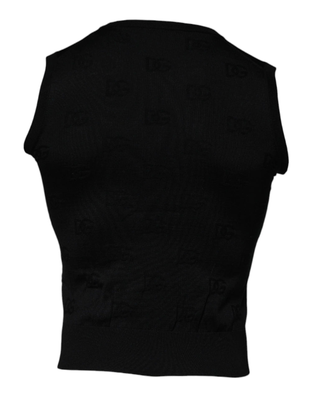 Dolce & Gabbana Black Silk Round Neck Sleeveless T-shirt - ÌT40| XXS - Tank Tops