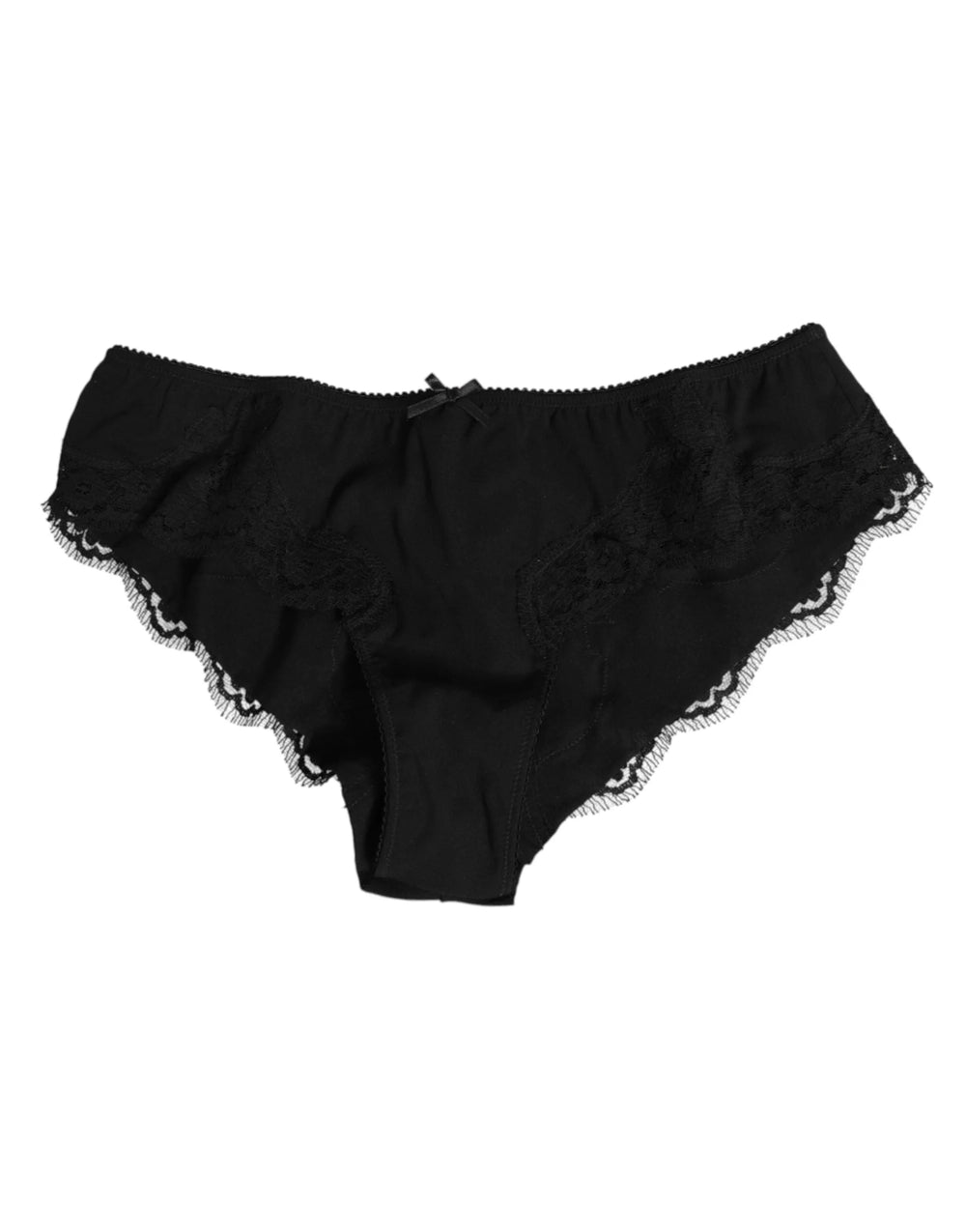 Dolce & Gabbana Black Silk Satin Floral Lace Panty Brief Underwear - Briefs