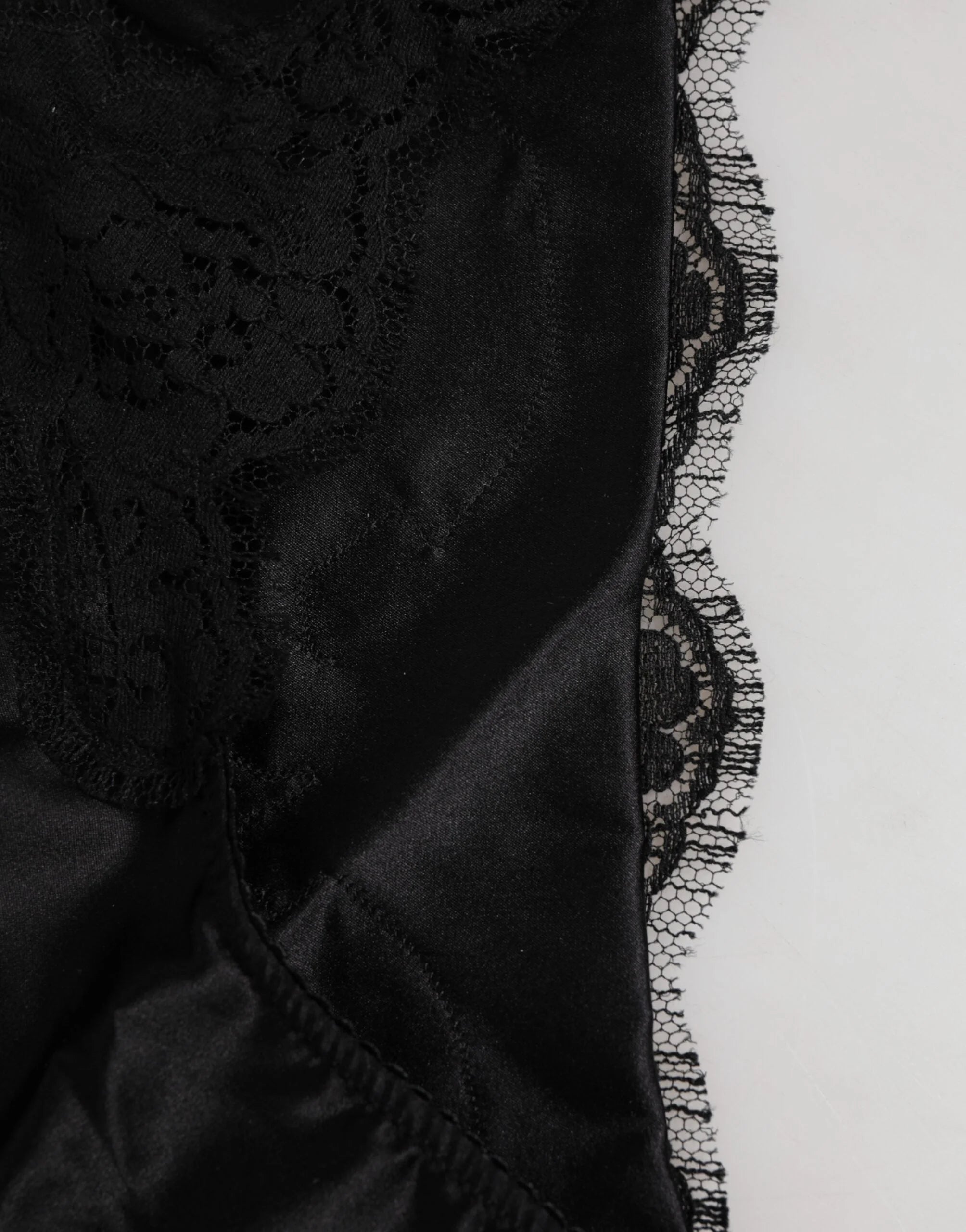 Dolce & Gabbana Black Silk Satin Floral Lace Panty Brief Underwear - IT2 | S - Briefs