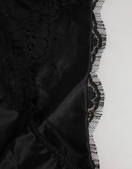 Dolce & Gabbana Black Silk Satin Floral Lace Panty Brief Underwear - IT2 | S - Briefs