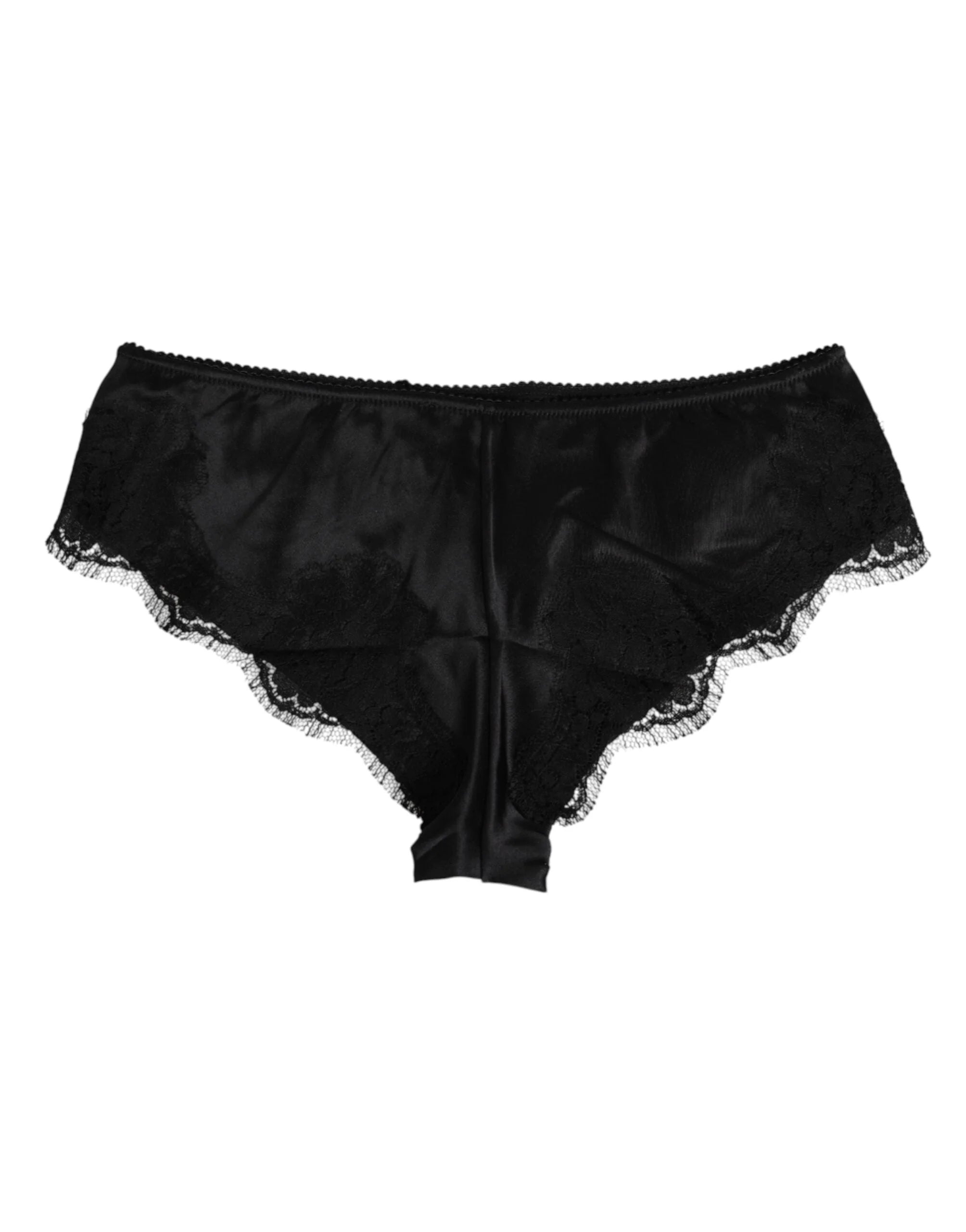 Dolce & Gabbana Black Silk Satin Floral Lace Panty Brief Underwear - IT2 | S - Briefs