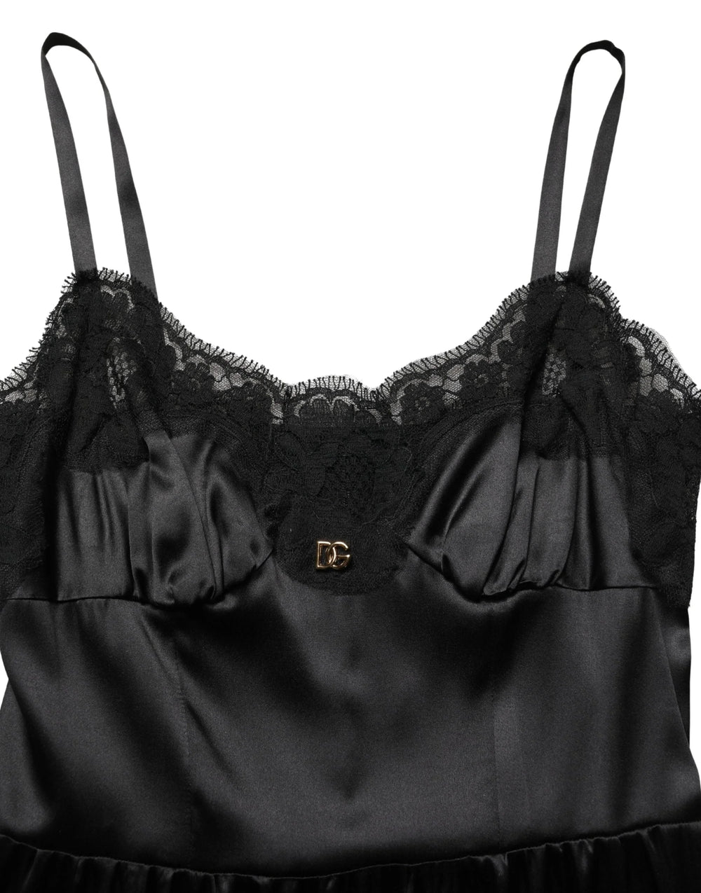 Dolce & Gabbana Black Silk Satin Lace Sleeveless Mini Dress - IT36|XXS