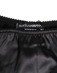 Dolce & Gabbana Black Silk Satin Lace Trim Panty Underwear - IT2 | S