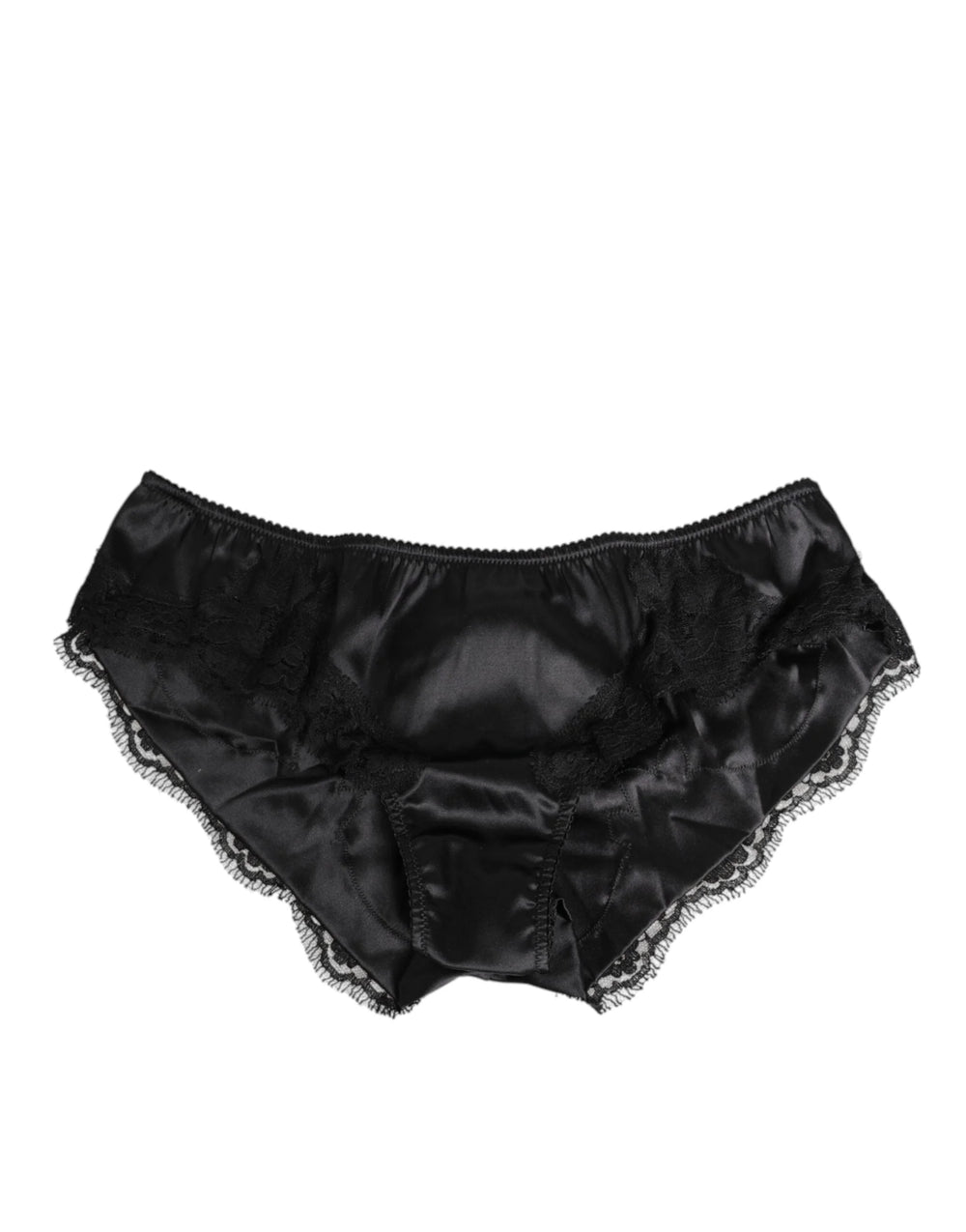 Dolce & Gabbana Black Silk Satin Lace Trim Panty Underwear - IT2 | S