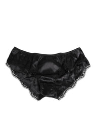 Dolce & Gabbana Black Silk Satin Lace Trim Panty Underwear - IT2 | S