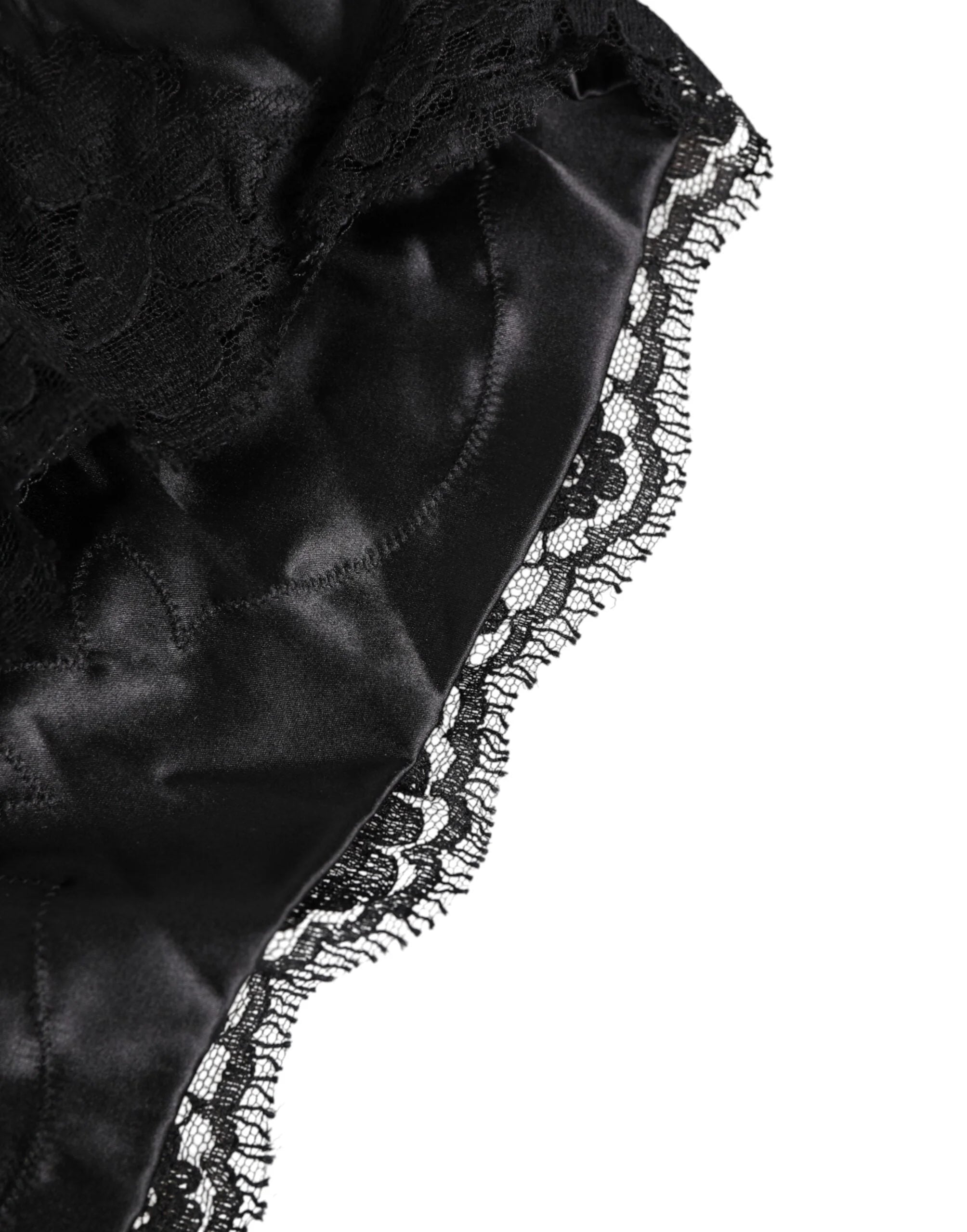 Dolce & Gabbana Black Silk Satin Lace Trim Panty Underwear - IT2 | S