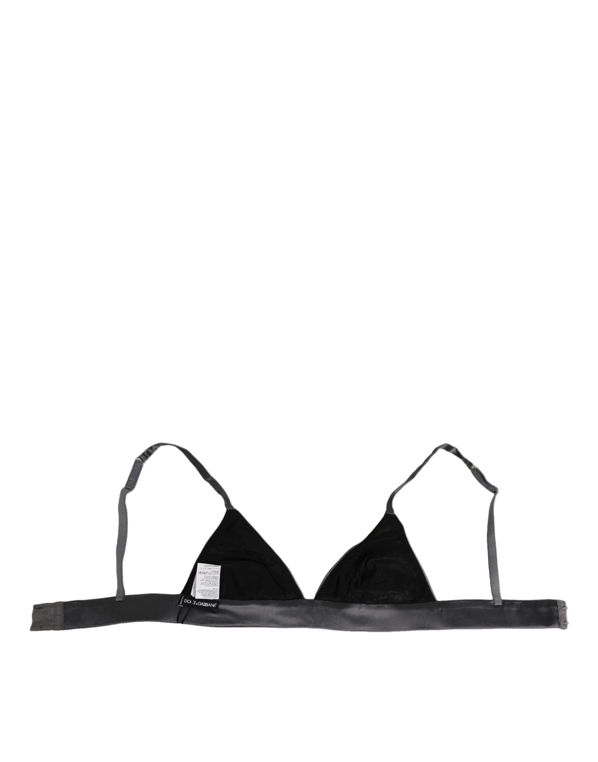 Dolce & Gabbana Black Silk Satin Triangle Soft Cup Underwear - IT2 | S - Bras
