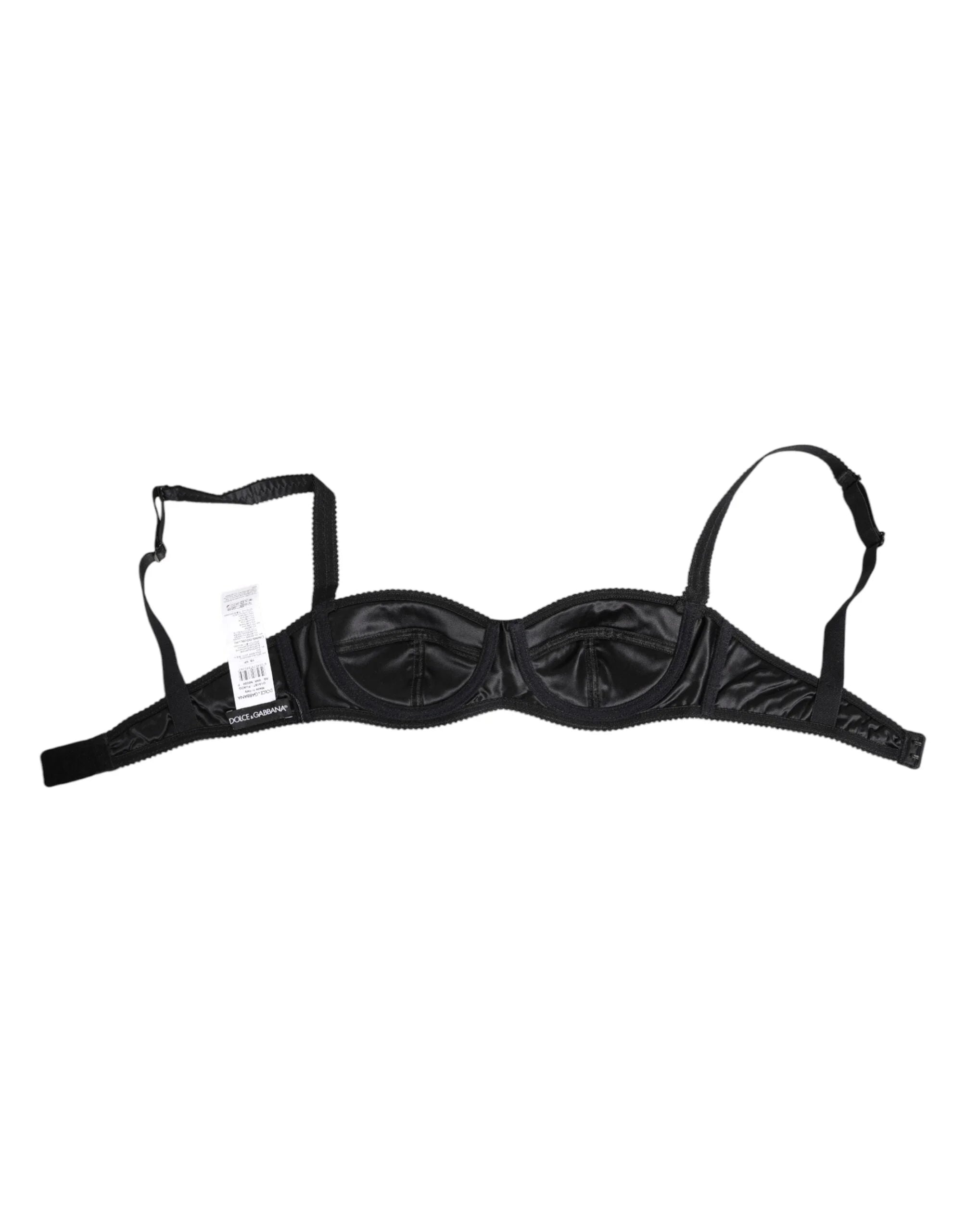 Dolce & Gabbana Black Silk Satin Wireless Lingerie Bra Underwear - IT1 | XS - Bras