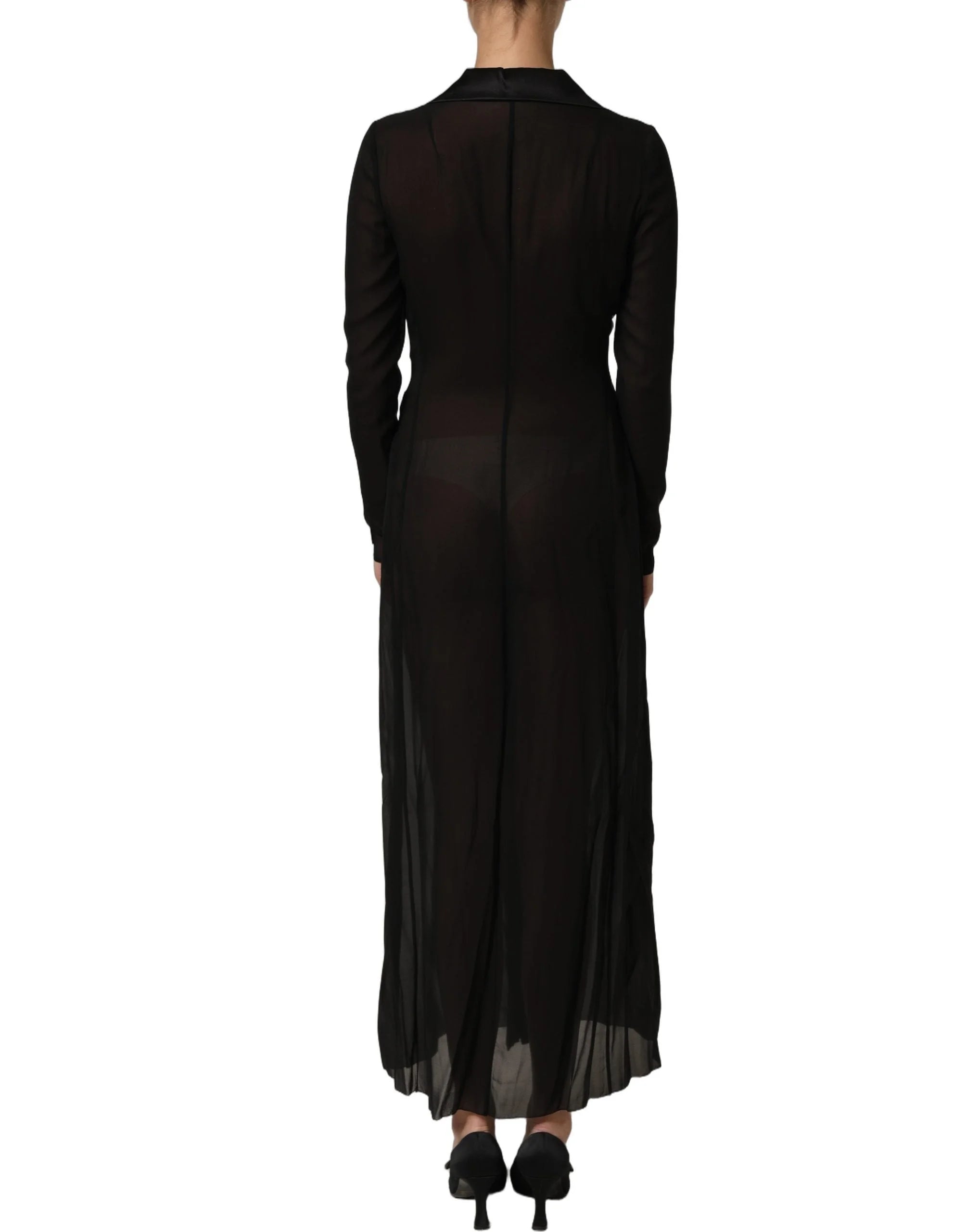 Dolce & Gabbana Black Silk Sheer Chiffon Long Maxi Dress - IT38 | XS