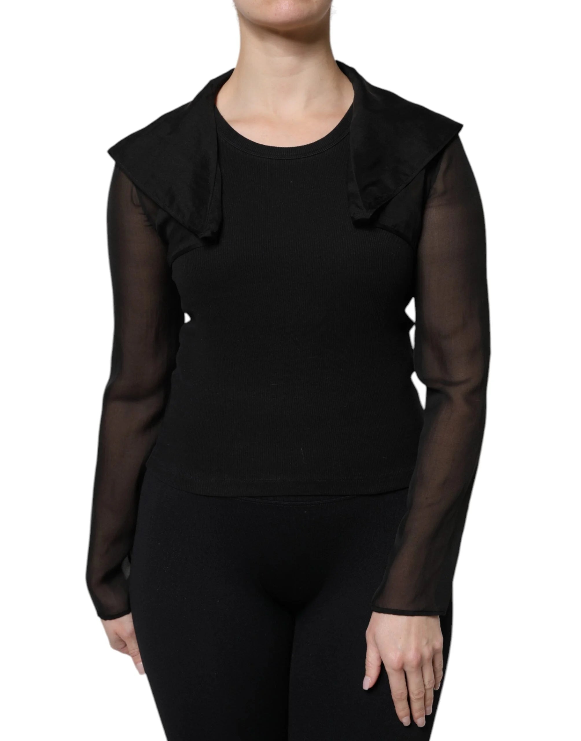 Dolce & Gabbana Black Silk Sheer Long Sleeves Blouse Top - IT40|S - Blouses