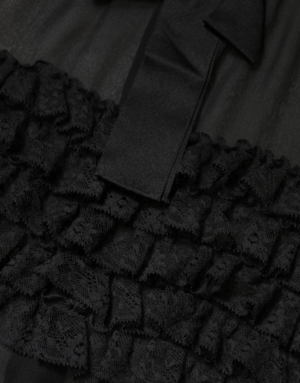 Dolce & Gabbana Black Silk Sheer Ruffle Tie-Neck Blouse Top - IT42|M