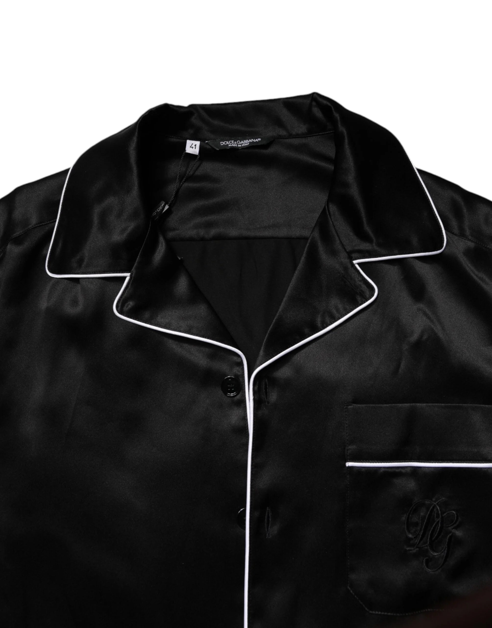 Dolce & Gabbana Black Silk Shirt Pants Pajama Set Sleepwear - Pajamas