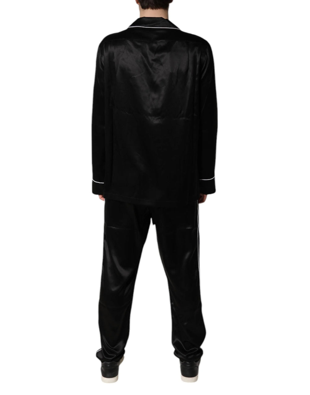 Dolce & Gabbana Black Silk Shirt Pants Pajama Set Sleepwear - Pajamas