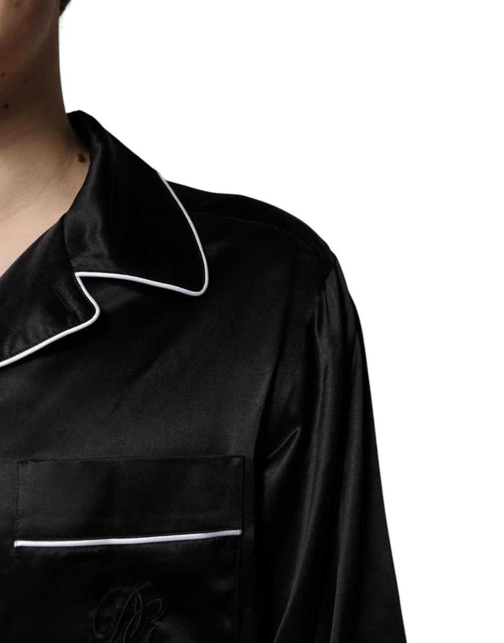 Dolce & Gabbana Black Silk Shirt Pants Pajama Set Sleepwear - Pajamas